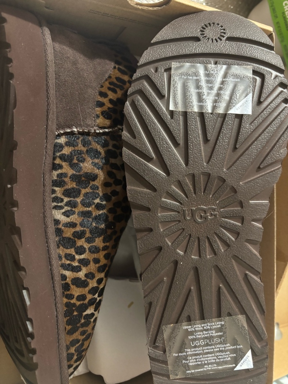 NEW- never worn UGG Leopard Print Brown Mini Boot - Picture 3 of 5